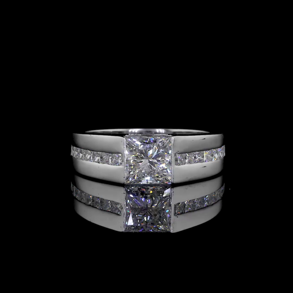Beautiful Half Eternity Princess Cut Moissanite Diamond Ring