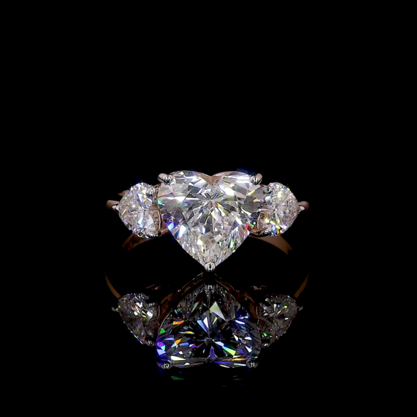 Moissanite 3 Heart Shape Diamond Ring