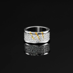 Hip Hop FashionSilver Plated Moissanite Engagement Wedding Ring