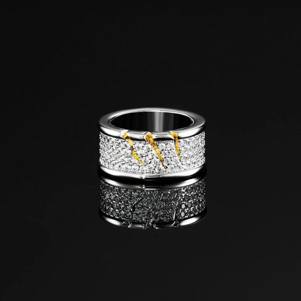 Hip Hop FashionSilver Plated Moissanite Engagement Wedding Ring