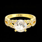 Elegant Gold Plated 1ct Iced Moissanite Diamond Ring | 925 Silver