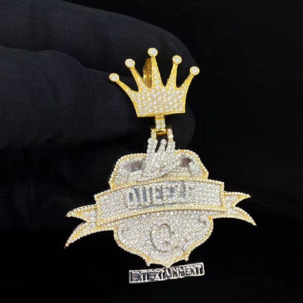 Custom Letter moissanite Diamond Iced Silver Plated Hip Hop Pendant