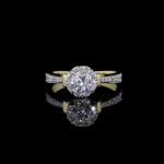 Brilliance Crest Lab Gold Round Cut Pave Band Diamond Ring