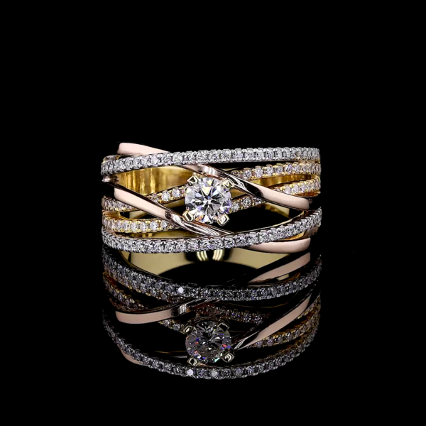 Golden Rose Twist Ring  Yellow & Rose Gold, Lab-Grown Diamond, Ring