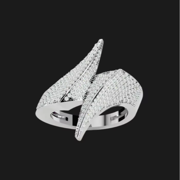 Twisted crossover moissanite diamond band ring
