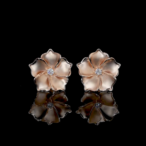 Romantic Classic Rose Gold Each Luxury Flower Earrings