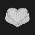 Heart shape moissanite ring in polished silver tone crafted for bold elegant stylish